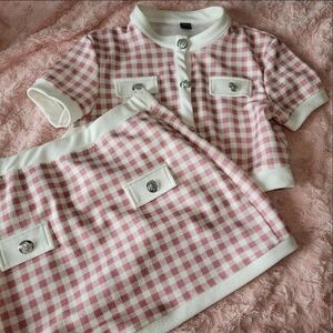 SHEIN Pink and White Gingham Set